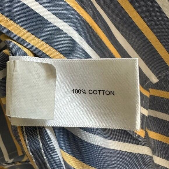 Orvis Striped Button Down Shirt Men's M Blue Yellow White Cotton Long Sleeve - Picture 9 of 10